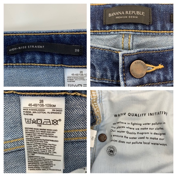 Banana Republic High Rise Straight Jeans Classic Style Medium Wash Size 28 - Picture 12 of 16
